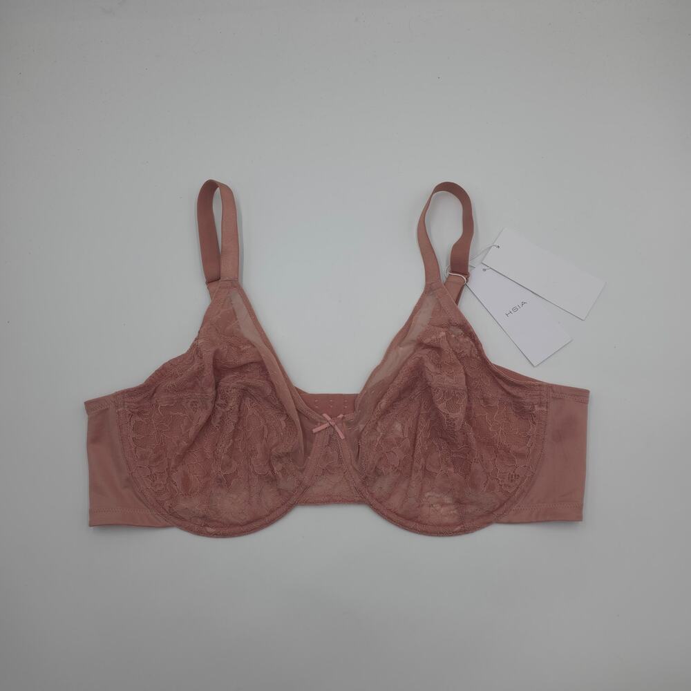 HSIA Enchante Unlined Non-Padded Lace Underwire Bra in Coral Size 46D